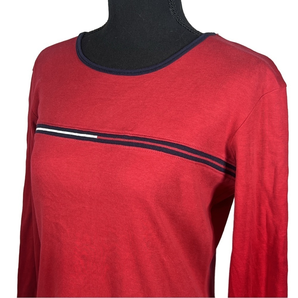 Vintage Y2K Tommy Hilfiger Jeans Red Long Sleeve Women's Tee, Size Medium - Picture 4 of 10